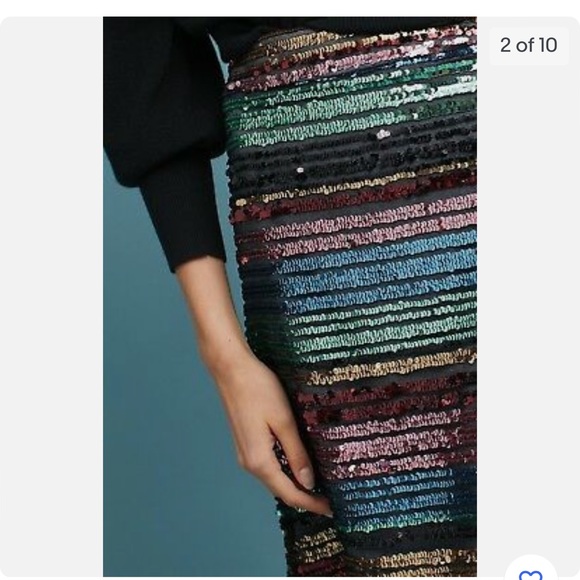 Anthropologie Moulinette Souers Sequined Soirée striped Skirt - Picture 4 of 9